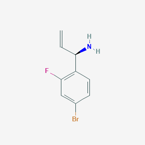 molecular formula C9H9BrFN B13038616 (1R)-1-(4-Bromo-2-fluorophenyl)prop-2-enylamine 