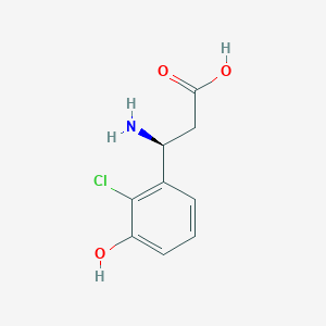 molecular formula C9H10ClNO3 B13038635 (3S)-3-Amino-3-(2-chloro-3-hydroxyphenyl)propanoic acid 