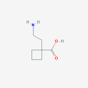 molecular formula C7H13NO2 B13038677 1-(2-Aminoethyl)cyclobutane-1-carboxylic acid 