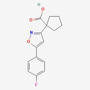 molecular formula C15H14FNO3 B13038723 1-(5-(4-Fluorophenyl)isoxazol-3-yl)cyclopentane-1-carboxylicacid 