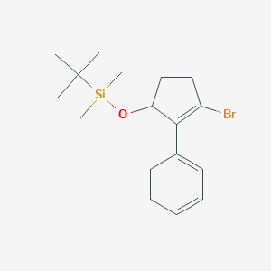 molecular formula C17H25BrOSi B13038744 ((3-Bromo-2-phenylcyclopent-2-EN-1-YL)oxy)(tert-butyl)dimethylsilane 