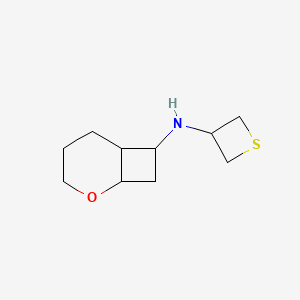 molecular formula C10H17NOS B13038801 N-(Thietan-3-yl)-2-oxabicyclo[4.2.0]octan-7-amine 