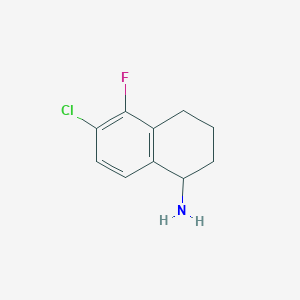 molecular formula C10H11ClFN B13038827 6-Chloro-5-fluoro-1,2,3,4-tetrahydronaphthalen-1-amine 