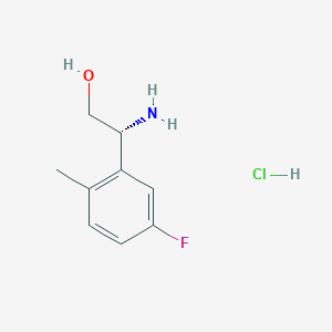 molecular formula C9H13ClFNO B13038854 (R)-2-Amino-2-(5-fluoro-2-methylphenyl)ethan-1-OL hcl 