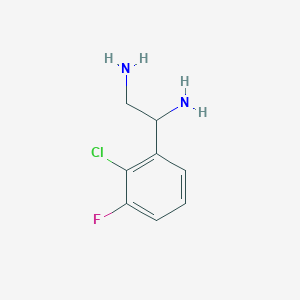 molecular formula C8H10ClFN2 B13038869 1-(2-Chloro-3-fluorophenyl)ethane-1,2-diamine 