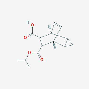 molecular formula C14H18O4 B13038881 7-(Isopropoxycarbonyl)tricyclo[3.2.2.0(2,4)]non-8-ene-6-carboxylicacid 