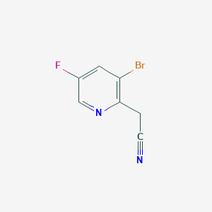 molecular formula C7H4BrFN2 B13038960 2-(3-Bromo-5-fluoropyridin-2-yl)acetonitrile 