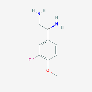 molecular formula C9H13FN2O B13039028 (1R)-1-(3-Fluoro-4-methoxyphenyl)ethane-1,2-diamine 