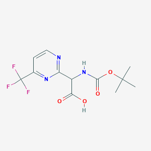 molecular formula C12H14F3N3O4 B13039105 2-((Tert-butoxycarbonyl)amino)-2-(4-(trifluoromethyl)pyrimidin-2-YL)acetic acid 