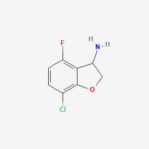 molecular formula C8H7ClFNO B13039111 7-Chloro-4-fluoro-2,3-dihydro-1-benzofuran-3-amine 