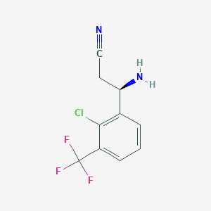 molecular formula C10H8ClF3N2 B13039120 (3R)-3-Amino-3-[2-chloro-3-(trifluoromethyl)phenyl]propanenitrile 