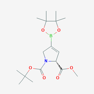 molecular formula C17H28BNO6 B13039167 1-O-tert-butyl 2-O-methyl (2R)-4-(4,4,5,5-tetramethyl-1,3,2-dioxaborolan-2-yl)-2,5-dihydropyrrole-1,2-dicarboxylate 