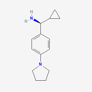 molecular formula C14H20N2 B13039330 (S)-Cyclopropyl[4-(pyrrolidin-1-YL)phenyl]methanamine 