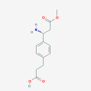 molecular formula C13H17NO4 B13039373 3-(4-[(1R)-1-Amino-2-(methoxycarbonyl)ethyl]phenyl)propanoic acid 