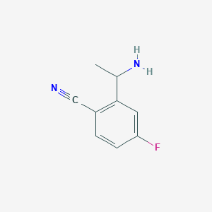 molecular formula C9H9FN2 B13039430 2-(1-Aminoethyl)-4-fluorobenzonitrile 