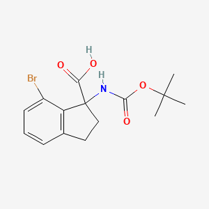 molecular formula C15H18BrNO4 B13039439 7-Bromo-1-((tert-butoxycarbonyl)amino)-2,3-dihydro-1H-indene-1-carboxylic acid 