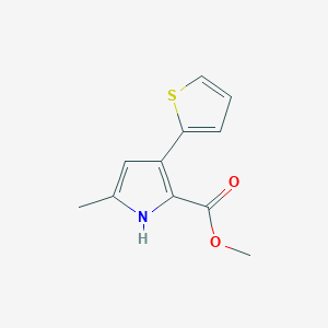 molecular formula C11H11NO2S B13039511 Methyl 5-methyl-3-(thiophen-2-yl)-1H-pyrrole-2-carboxylate 