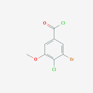 molecular formula C8H5BrCl2O2 B13039542 3-Bromo-4-chloro-5-methoxybenzoylchloride 