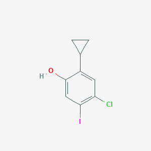 molecular formula C9H8ClIO B13039550 4-Chloro-2-cyclopropyl-5-iodophenol 