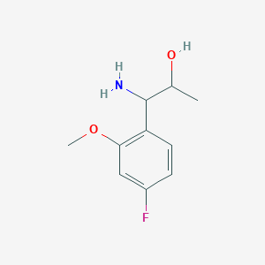 molecular formula C10H14FNO2 B13039572 1-Amino-1-(4-fluoro-2-methoxyphenyl)propan-2-OL 