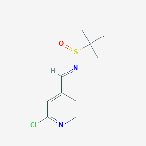 molecular formula C10H13ClN2OS B13039582 (R,E)-N-((2-Chloropyridin-4-YL)methylene)-2-methylpropane-2-sulfinamide 