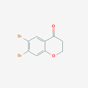 molecular formula C9H6Br2O2 B13039611 6,7-Dibromochroman-4-one 