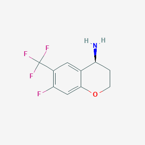 molecular formula C10H9F4NO B13039625 (S)-7-Fluoro-6-(trifluoromethyl)chroman-4-amine 