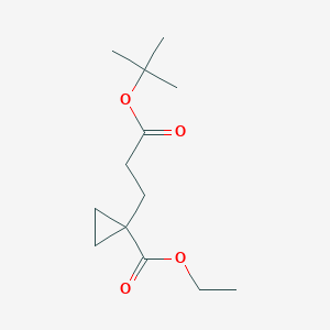 molecular formula C13H22O4 B13039702 Ethyl 1-(3-(tert-butoxy)-3-oxopropyl)cyclopropane-1-carboxylate 