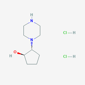 molecular formula C9H20Cl2N2O B13039765 (1R,2R)-2-piperazin-1-ylcyclopentan-1-ol;dihydrochloride 