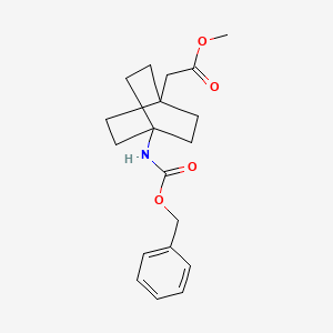 molecular formula C19H25NO4 B13039772 Methyl 2-[4-(phenylmethoxycarbonylamino)-1-bicyclo[2.2.2]octanyl]acetate CAS No. 2231675-54-8