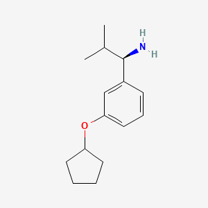 molecular formula C15H23NO B13039784 (1R)-1-(3-Cyclopentyloxyphenyl)-2-methylpropylamine 