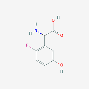 molecular formula C8H8FNO3 B13039802 (2S)-2-Amino-2-(2-fluoro-5-hydroxyphenyl)acetic acid 