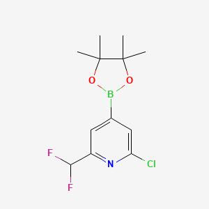 molecular formula C12H15BClF2NO2 B13039936 2-Chloro-6-(difluoromethyl)-4-(4,4,5,5-tetramethyl-1,3,2-dioxaborolan-2-yl)pyridine 