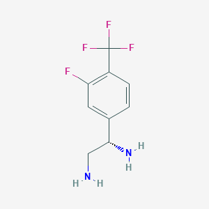 molecular formula C9H10F4N2 B13039981 (1S)-1-[3-fluoro-4-(trifluoromethyl)phenyl]ethane-1,2-diamine 