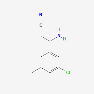 molecular formula C10H11ClN2 B13039985 3-Amino-3-(3-chloro-5-methylphenyl)propanenitrile 