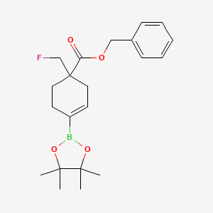 molecular formula C21H28BFO4 B13040007 Benzyl 1-(fluoromethyl)-4-(tetramethyl-1,3,2-dioxaborolan-2-yl)cyclohex-3-ene-1-carboxylate 