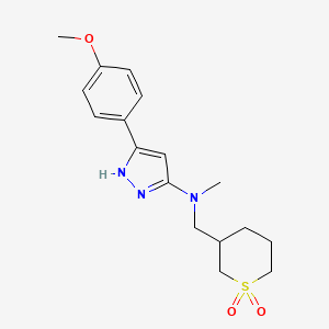 molecular formula C17H23N3O3S B13040056 N-[(1,1-dioxothian-3-yl)methyl]-5-(4-methoxyphenyl)-N-methyl-1H-pyrazol-3-amine 