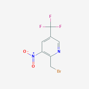 molecular formula C7H4BrF3N2O2 B13040097 2-(Bromomethyl)-3-nitro-5-(trifluoromethyl)pyridine 