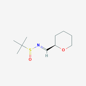 molecular formula C10H19NO2S B13040152 (R)-2-Methyl-N-((E)-(tetrahydro-2H-pyran-2-YL)methylene)propane-2-sulfinamide 