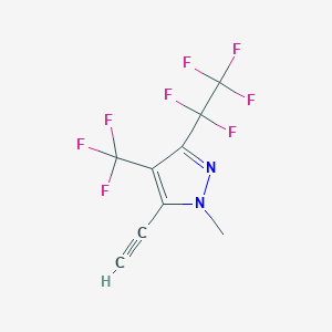 molecular formula C9H4F8N2 B13040263 5-Ethynyl-1-methyl-3-(perfluoroethyl)-4-(trifluoromethyl)-1H-pyrazole 