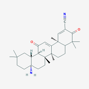 molecular formula C30H42N2O2 B13040272 (6aR,6aS,6bR,8aS,12aR,14bS)-8a-amino-4,4,6a,6b,11,11,14b-heptamethyl-3,13-dioxo-4a,5,6,6a,7,8,9,10,12,12a-decahydropicene-2-carbonitrile 