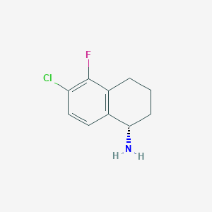 molecular formula C10H11ClFN B13040307 (S)-6-Chloro-5-fluoro-1,2,3,4-tetrahydronaphthalen-1-amine 