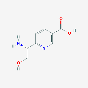 molecular formula C8H10N2O3 B13040346 6-((1r)-1-Amino-2-hydroxyethyl)pyridine-3-carboxylic acid 