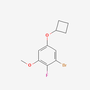 molecular formula C11H12BrFO2 B13040447 1-Bromo-5-cyclobutoxy-2-fluoro-3-methoxybenzene 