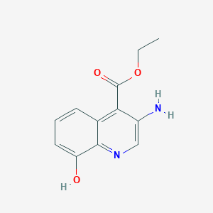 molecular formula C12H12N2O3 B13040454 Ethyl 3-amino-8-hydroxyquinoline-4-carboxylate 