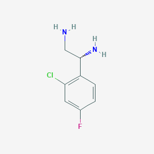 molecular formula C8H10ClFN2 B13040608 (1R)-1-(2-Chloro-4-fluorophenyl)ethane-1,2-diamine 