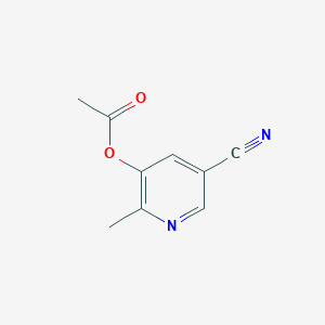 molecular formula C9H8N2O2 B13040669 5-Cyano-2-methylpyridin-3-yl acetate 