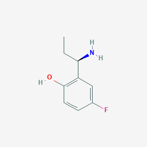 molecular formula C9H12FNO B13040676 (R)-2-(1-Aminopropyl)-4-fluorophenolhcl 