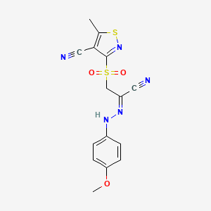 molecular formula C15H13N5O3S2 B13040691 (Z)-1-[(4-cyano-5-methyl-1,2-thiazol-3-yl)sulfonyl]-N-(4-methoxyphenyl)methanecarbohydrazonoylcyanide 