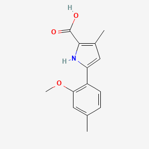 molecular formula C14H15NO3 B13040781 5-(2-Methoxy-4-methylphenyl)-3-methyl-1H-pyrrole-2-carboxylicacid 